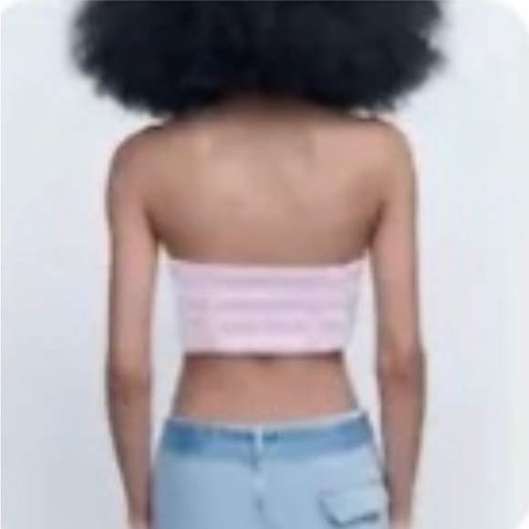 Zara Pink / Purple Bustier Corset Textured Tweed Crop Top Size XS! NWOT - Picture 2 of 2